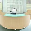 Banque d'accueil arrondie en verre et bois, design contemporain, Beach