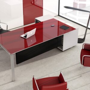 Bureau Direction Laqué Rouge de la gamme MAJESTIC