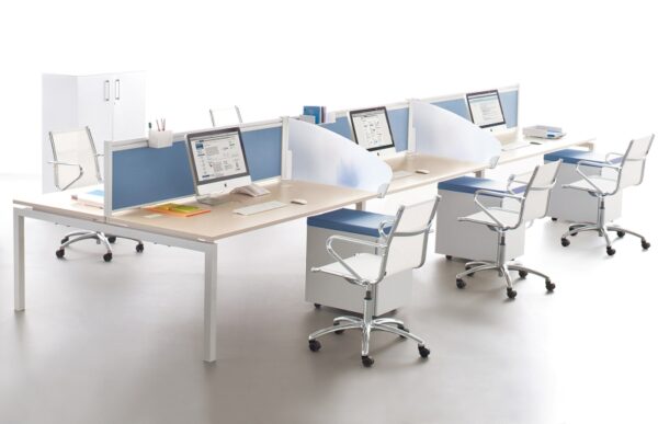 Multiposte de 6 bureaux bench droits pour Open Space, Isos