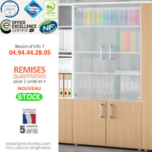 Armoire bibliothèque de bureau haute design bois et blanc, Colibri