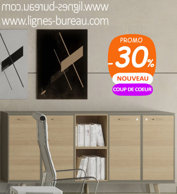 Armoire de bureau direction, basse design nommée Chrystal – Image 2
