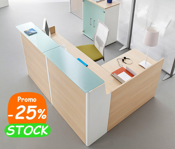 Bureau d'accueil d'angle moderne élégant avec led en option, FIRST – Image 3
