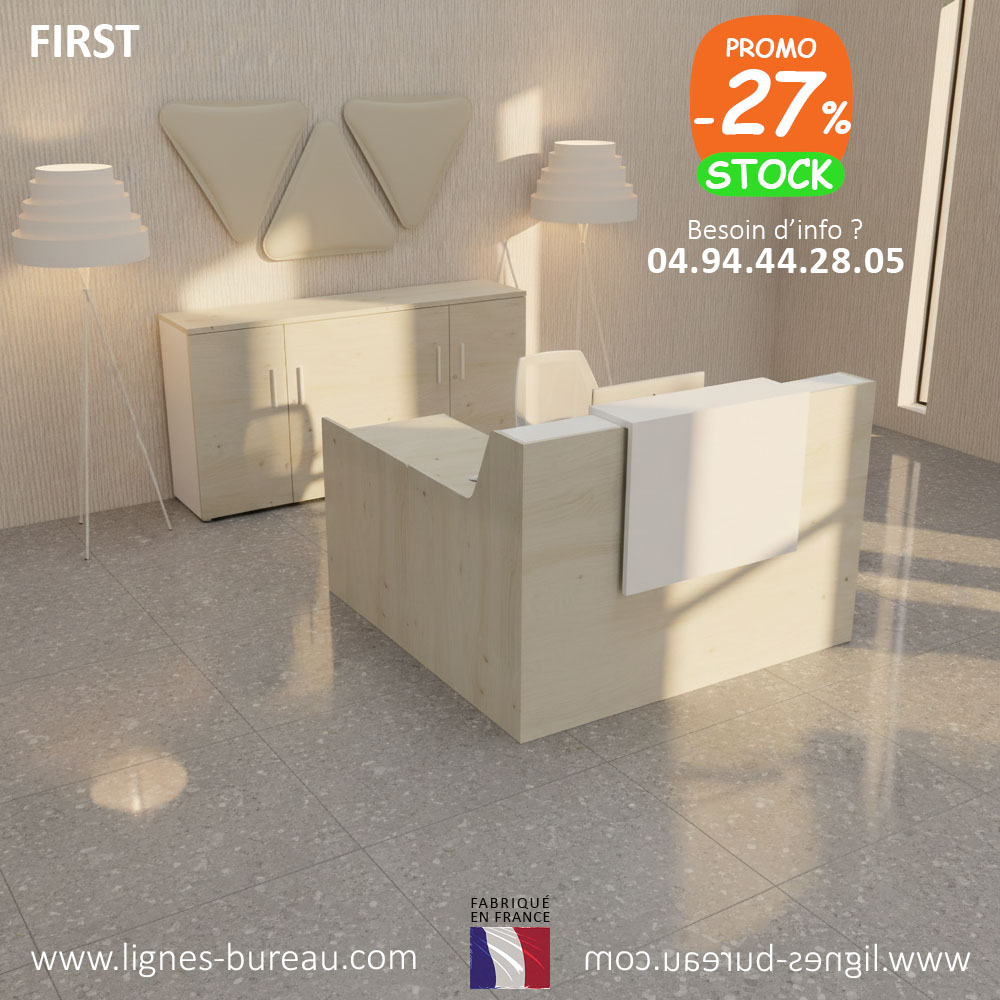Bureau d'accueil d'angle moderne élégant avec led en option, FIRST – Image 7
