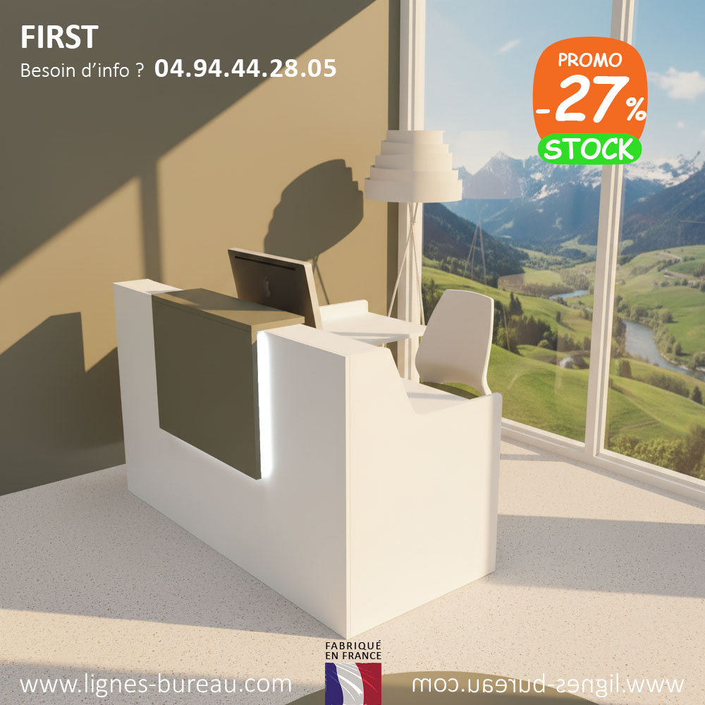 Banque d'accueil moderne avec retour blanc et Verveine, First