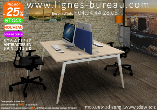 Bureau open space 2 personnes en promotion à -25%, design scandinave, plateau CFN, COSY