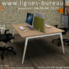 Bureau bench 2 places design scandinave pour open space ou coworking plateau merisier naturel COSY