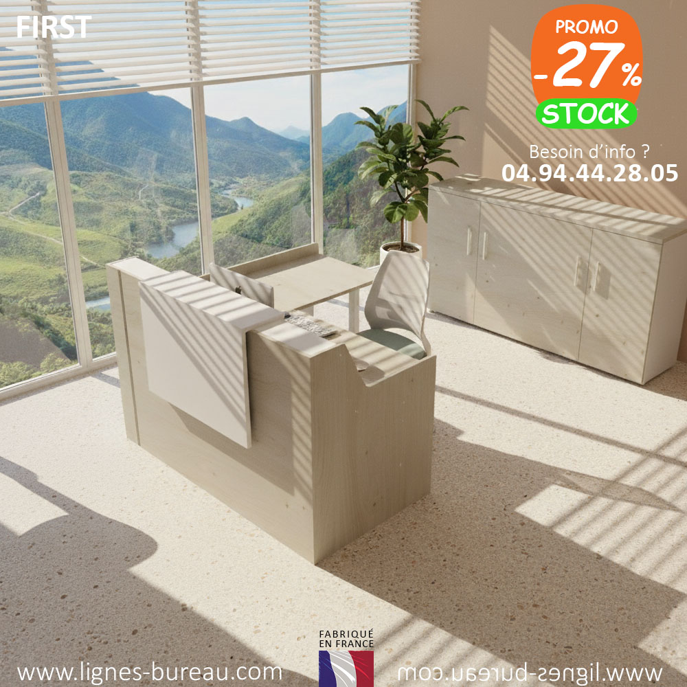 Bureau d'accueil d'angle moderne élégant avec led en option, FIRST – Image 6