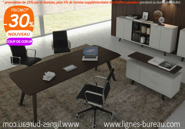 Bureau direction bois au design contemporain en teinte Tabac, Chrystal