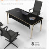 Bureau au design scandinave noir et bois pour entreprise, avec voile de fond, New Wave