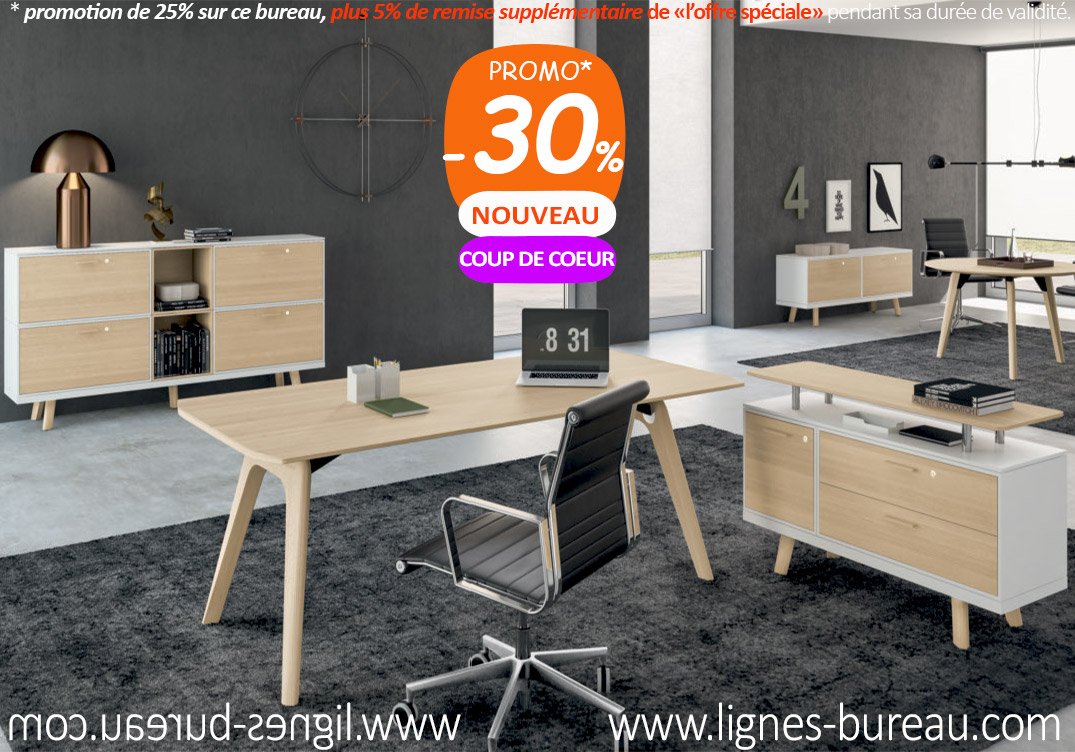 Bureau direction bois design contemporain style scandinave, CHRYSTAL