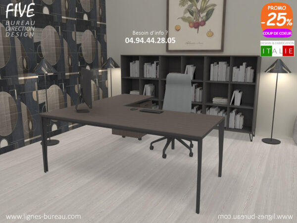 Bureau direction contemporain eucalyptus avec retour sur caisson, Five