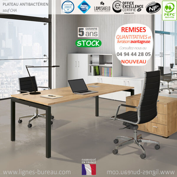 Bureau direction design pas cher Manager, Chêne Authentique