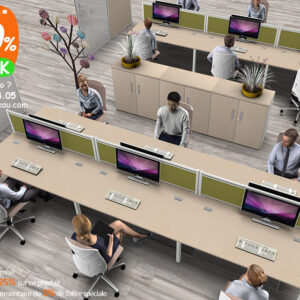 Mobilier avec bureaux pour Open Space pour 6 personnes, ISOS