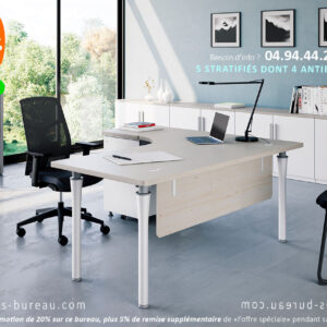 Bureau professionnel design avec retour et caisson, TOM