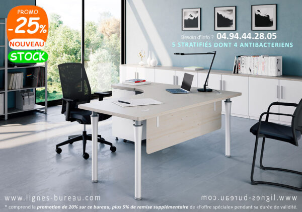 Bureau professionnel design avec retour et caisson, TOM