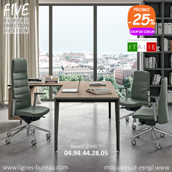 Bureau professionnel design moderne, retour et caisson, Orme, Five