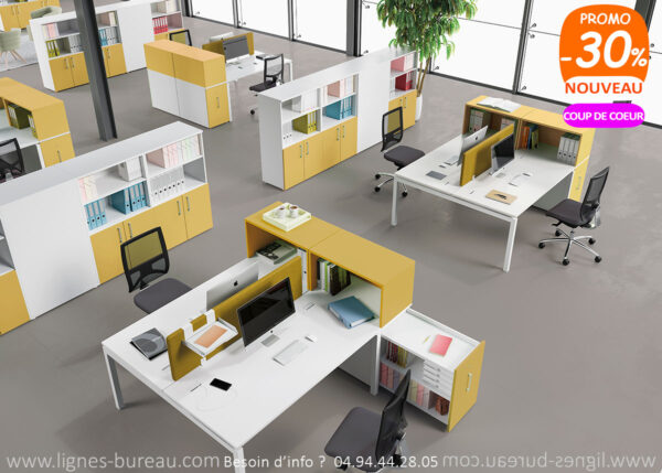 Bureaux bench pour 2 personnes pour Open Spaces design, Isos