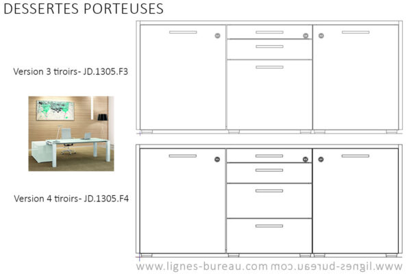 Dessertes pour les bureaux direction en verre blanc Cube-Glass