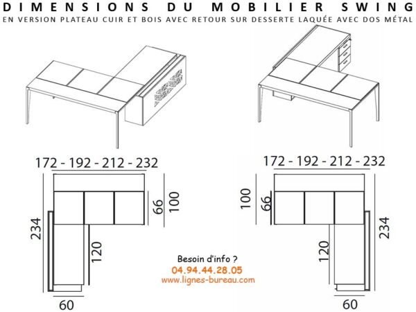 Le mobilier haut de gamme Swing existe dans plusieurs dimensions