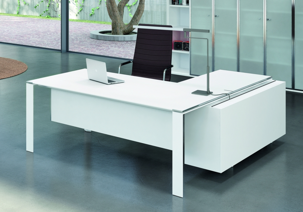 Bureau de direction design blanc contemporain Seven - Mobilier de