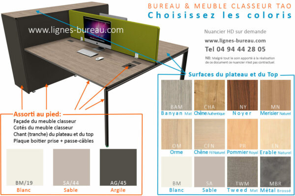 Personnalisez votre bureau Open Space pour 2 personnes nommé Tao