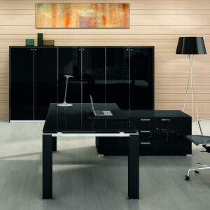 Mobilier direction contemporain Verre laqué Noir, Cube-Glass