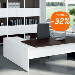 Bureau Direction contemporain wengé et retour blanc en promo