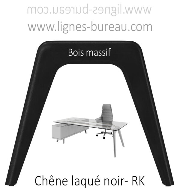 Pied en bois noir pour le prestigieux bureau direction verre Chrystal