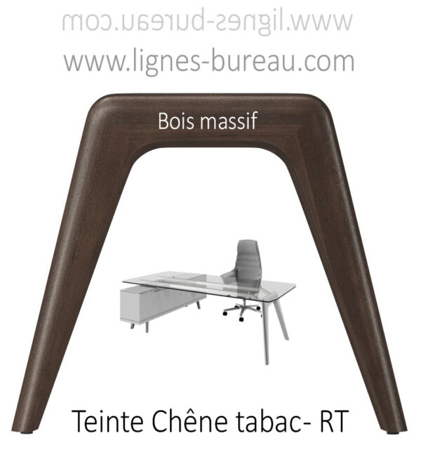 Pied chêne Tabac du Bureau direction verre transparent Chrystal