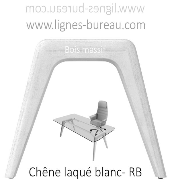 Pied en bois Chêne blanc pour bureau direction verre contemporain Chrystal