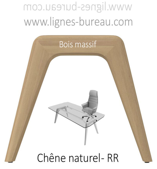 Le bureau direction verre Chrystal existe avec des pieds chêne naturel