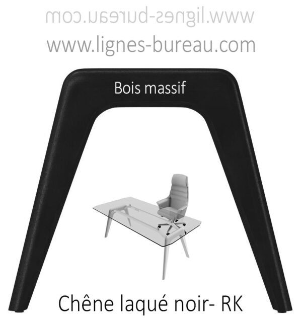 Pied en bois chêne noir pour le prestigieux bureau direction verre Chrystal