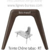 Pied du bureau direction verre transparent Chrystal en teinte chêne Tabac