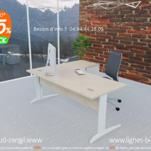 Table design scandinave 180 x 90 cm avec plateau en verre Oceane