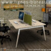 Mobilier open space 2 personnes, Chêne Fil Naturel, écran phonique vert, COSY