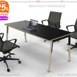 Bureau professionnel design noir et bois, d'esprit scandinave, nommé NEW WAVE