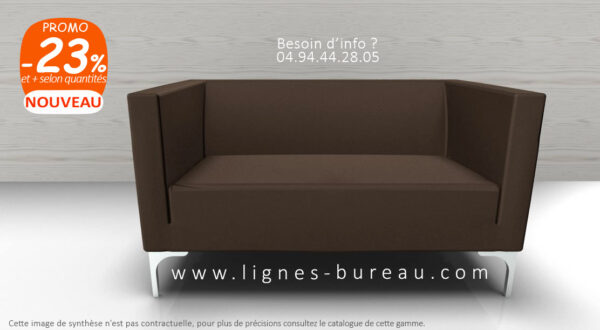 Canapé de bureau en cuir ou simili marron, 2 places, en promo, Jazz