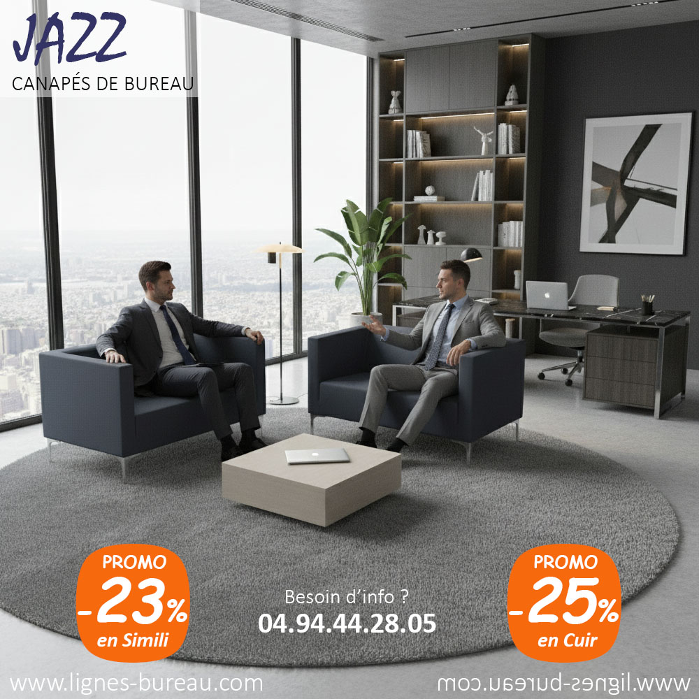 Canapé d’accueil design, 2 places, similicuir Bleu foncé, Jazz