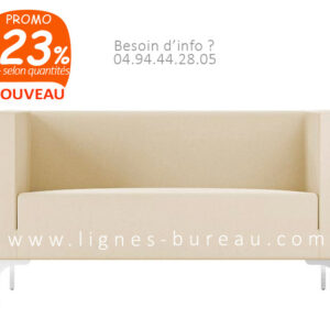 Canapé de bureau en cuir beige clair, 2 places, nommé Jazz