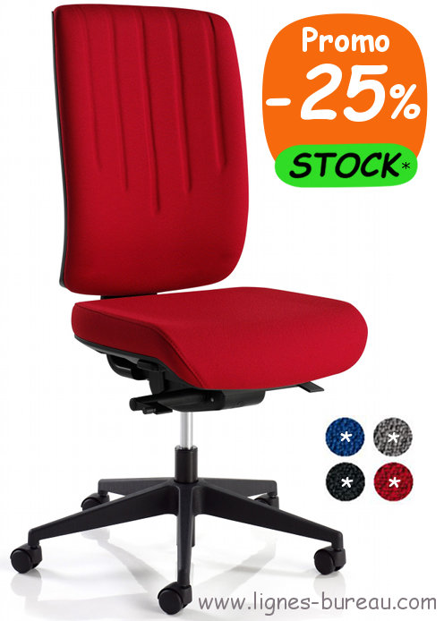Chaise de bureau synchrone en tissu rouge en stock nommée HD