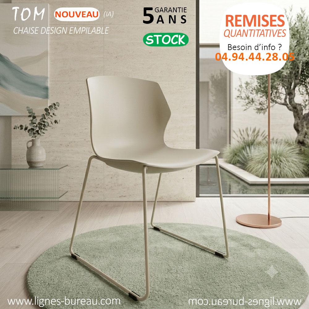 Chaise de conférence en polypropylène teinte Sauge, TOM