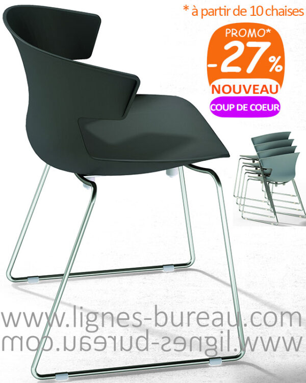 Chaise coque polypropylène design pieds métal golf