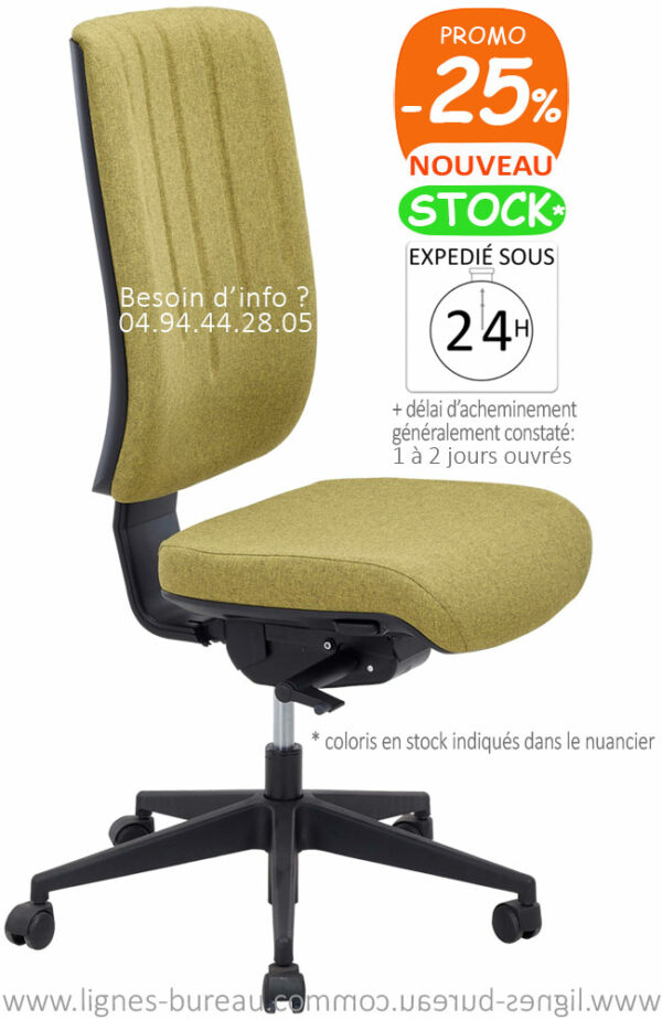 Chaise de bureau synchrone avec tissu Non Feu vert chiné 5452 de la gamme HD