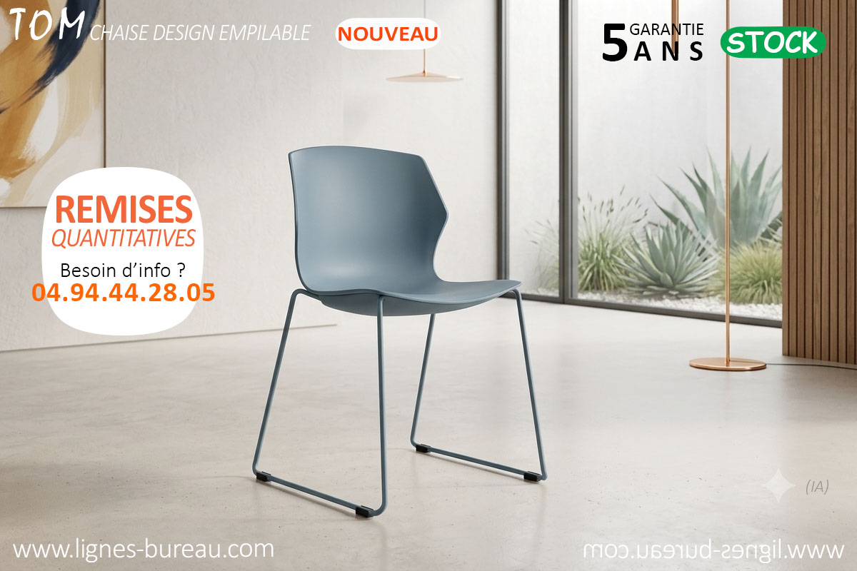 Chaise de Conférence TOM avec coque Gris-bleu