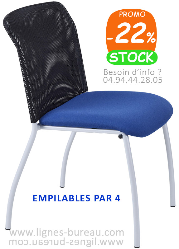 Chaise de réunion design noire et bleu, confortable, CHIC