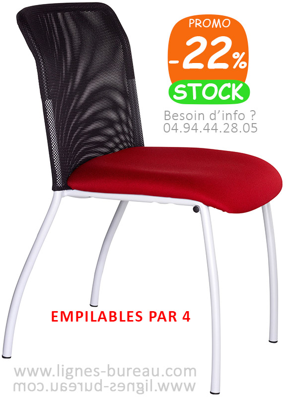 Chaise empilable Confort non feu rouge et dorée