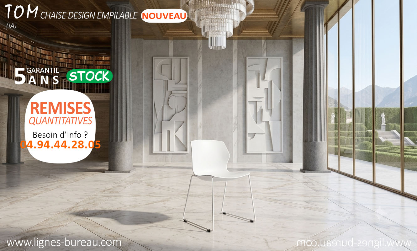 Chaise de reunion empilable design blanche TOM