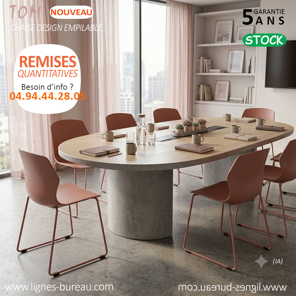 Chaises rose poudré pour salle de réunion design, TOM. Lot de 8