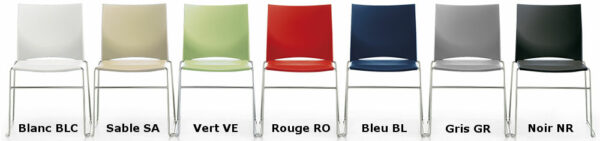 8 couleurs de chaise de réunion Cap en stock, blanc, rouge, noir, gris, et plus encore