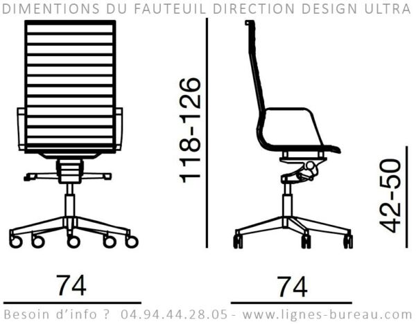 ULTRA est un fauteuil de direction aux dimensions bien proportionnées